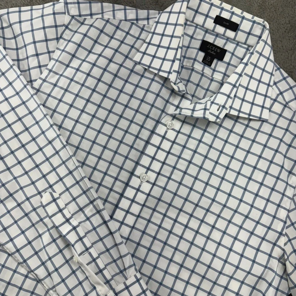 J. Crew Ludlow Slim Fit Dress Shirt‎ White Blue Check Mens 15 34